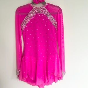 Girls Figure Skating Dress Hot Pink Size 14